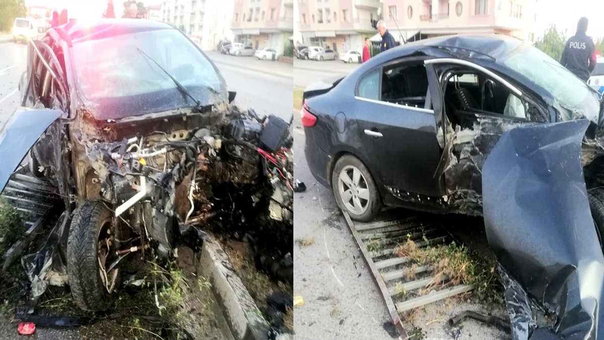 OTOMOBİL REFÜJE ÇIKTI : 1 YARALI